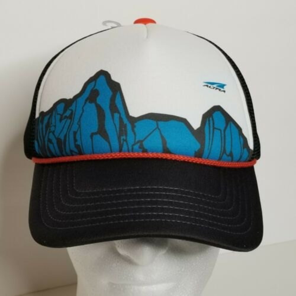 Altra Running Lone Peak 4 Mesh Trucker Hat One Size Fits All Blue/Orange - New